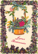 Panier fleuri pour un anniversaire color&eacute;